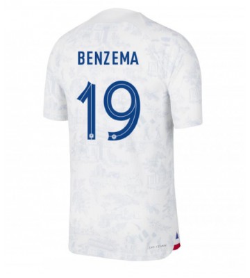 Francja Karim Benzema #19 Koszulka Wyjazdowych MŚ 2022 Krótki Rękaw